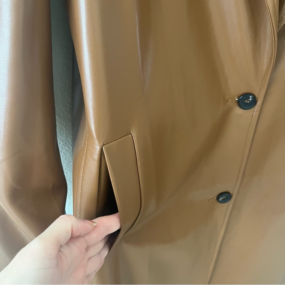 Nordstrom Faux Leather Long Coat Large - Picture 3 of 6